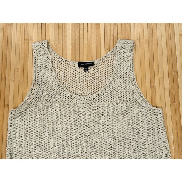 Lane Bryant Fringe Knit Tank Top Sleeveless Stretch Beige Sweater Women’s 18/20 - Picture 4 of 6